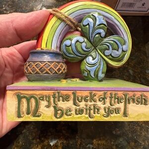 New Jim Shore Irish Luck Figurine with Shamrock and Pot
